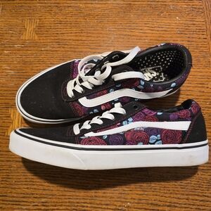 Vans Black and Purple Floral Sneakers